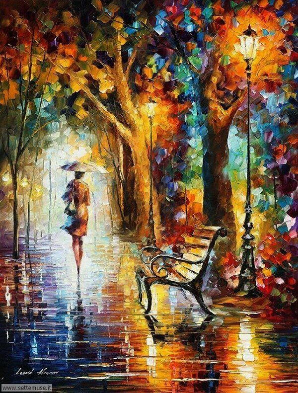 gente sotto la pioggia dipinti di Leonid Afremov