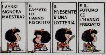 Immagine spiritosa Mafalda i verbi