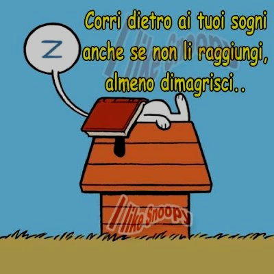 Snoopy corri dietro ai tuoi sogni